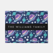 宇宙パターン，惑星，星，銀河系，あなたの名前 ドアマット (正面)