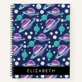 宇宙パターン,惑星,星,銀河系,あなたの名前 ノートブック (正面)