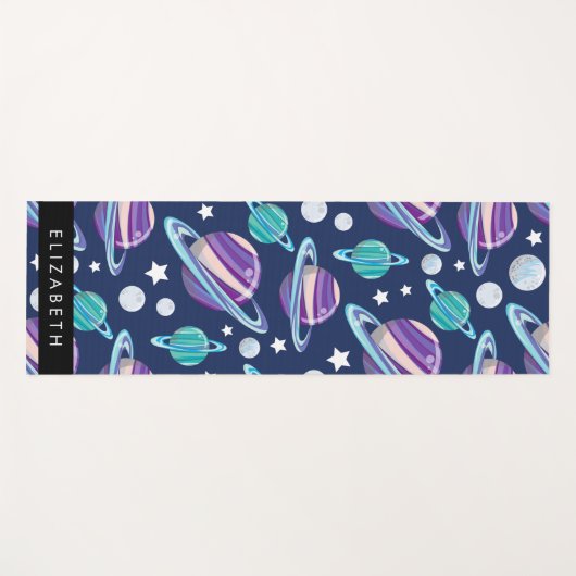 宇宙パターン,惑星,星,銀河系,あなたの名前 ヨガマット (正面(横))