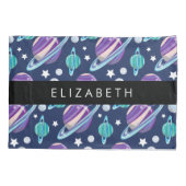 宇宙パターン,惑星,星,銀河系,あなたの名前 枕カバー (裏面)