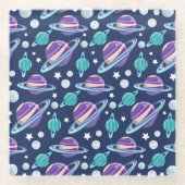 宇宙パターン、惑星、星、銀河系、コスモス ガラスコースター (正面)