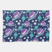宇宙パターン、惑星、星、銀河系、コスモス キッチンタオル (横)