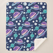 宇宙パターン、惑星、星、銀河系、コスモス シェルパブランケット (正面)