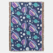 宇宙パターン、惑星、星、銀河系、コスモス スローブランケット (正面縦)