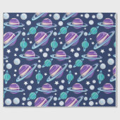 宇宙パターン、惑星、星、銀河系、コスモス ラッピングペーパー (フラット)