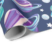 宇宙パターン、惑星、星、銀河系、コスモス ラッピングペーパー (ロールコーナー)