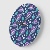 宇宙パターン、惑星、星、銀河系、コスモス ラージ壁時計 (傾斜)