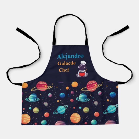 宇宙パーソナライズされたをテーマにした銀河シェフ子供 エプロン (正面)