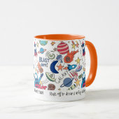 宇宙パーソナライズされたテーマドードル子供へズ マグカップ (正面右)