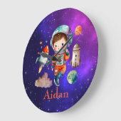宇宙パーソナライズされた宇宙飛行士の壁時計 ラージ壁時計 (傾斜)