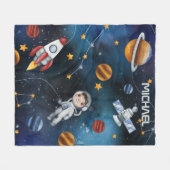 宇宙パーソナライズされた宇宙飛行士 フリースブランケット (正面(横))