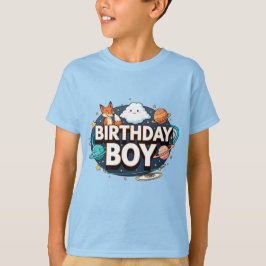 宇宙パーティーのお誕生日おめでとう Tシャツ