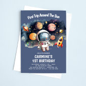 宇宙パーティーファーストのまわりにトリップサンファースト誕生日 招待状