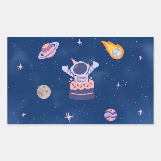 宇宙パーティー収集！ 長方形シール (正面)