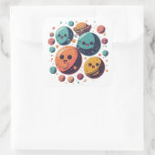 宇宙パーティー惑星ステッカー スクエアシール (バッグ)