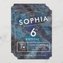 宇宙パーティー水彩パーソナライズされた子供の誕生日