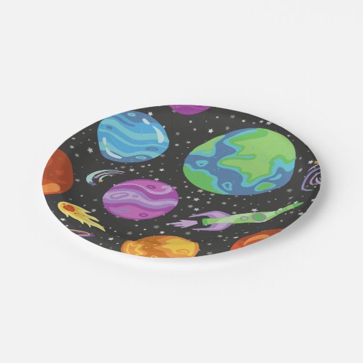 宇宙パーティー紙プレート銀河系誕生日テーマ ペーパープレート (アングル)