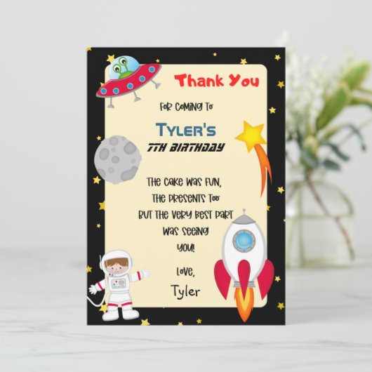 宇宙パーティー誕生日感謝カード サンキューカード (スタンド正面)