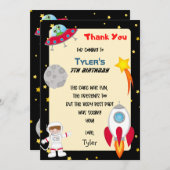 宇宙パーティー誕生日感謝カード サンキューカード (正面/裏面)