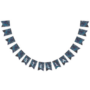 宇宙パーティー銀河系パーソナライズされたブルー バンティングフラッグ