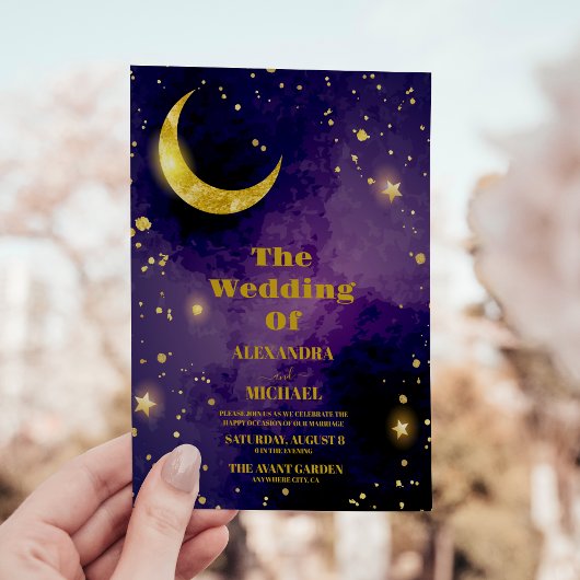 宇宙パープルギャラクシー 結婚式  招待状