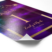 宇宙パープルティール（緑がかった色）金ゴールド太陽ムーン天文学結婚の フォトプリント            (角)