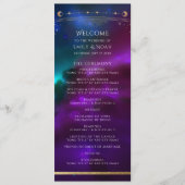 宇宙パープルティール（緑がかった色）金ゴールド太陽ムーン天文学結婚の プログラム (正面)