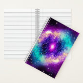 宇宙パープルブルーと金ゴールド爆発おもしろい銀河 ノートブック (内側)