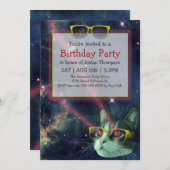 宇宙ヒッスターキャット誕生日招待状 招待状 (正面/裏面)