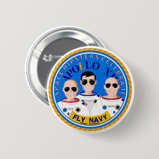 宇宙ヒップスターズアポロ12周年記念ボタン 缶バッジ (正面&裏面)