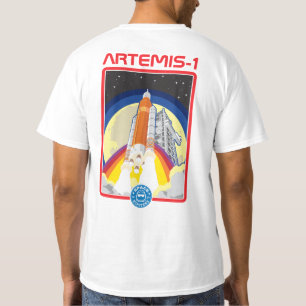 宇宙ヒップスターズ® Artemis-1ローンチTシャツ – 白 Tシャツ