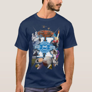 宇宙ヒップスター® xコラージュTシャツ-男性(海軍) Tシャツ