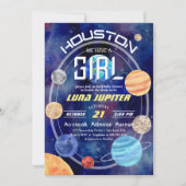 宇宙ヒューストンシステム太陽のベビーガールシャワー 招待状 (正面)