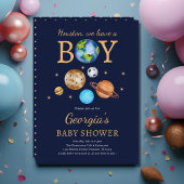 宇宙ヒューストン男の子の赤ちゃんシャワーを持っている 招待状
