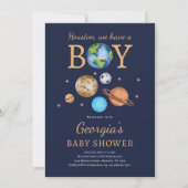 宇宙ヒューストン男の子の赤ちゃんシャワーを持っている 招待状 (正面)