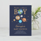 宇宙ヒューストン男の子の赤ちゃんシャワーを持っている 招待状 (スタンド正面)