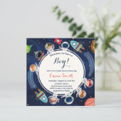 宇宙ヒューストン私たちは男の子の赤ちゃんシャワーを持っている 招待状 (スタンド正面)