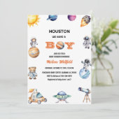 宇宙ヒューストン私たちは男の子の赤ちゃんシャワーを持っている 招待状 (スタンド正面)