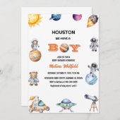 宇宙ヒューストン私たちは男の子の赤ちゃんシャワーを持っている 招待状 (正面/裏面)