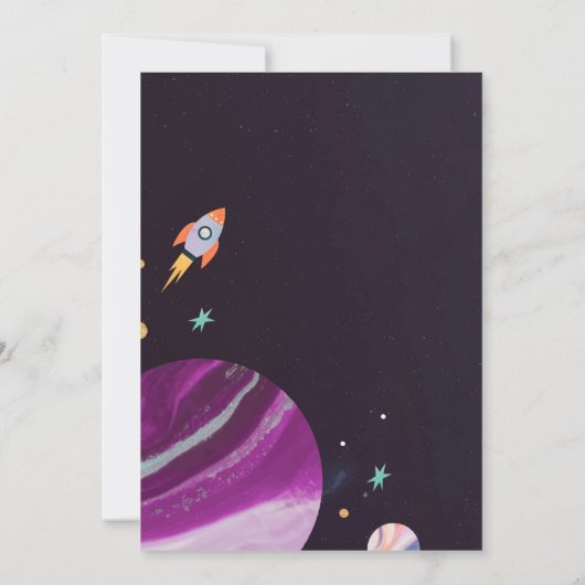 宇宙ヒューストン私たちは男の子の赤ちゃんシャワーを持っている 招待状 (裏面)