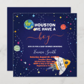 宇宙ヒューストン私たちは男の子の赤ちゃんシャワーを持っている 招待状 (正面/裏面)