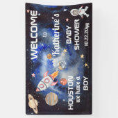 宇宙ヒューストン私たちは男の子の赤ちゃんシャワーを持っている 横断幕 (縦)