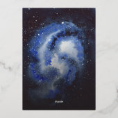 宇宙ヒューストン私たちは男の子の赤ちゃんシャワーを持っている 箔招待状 (裏面)