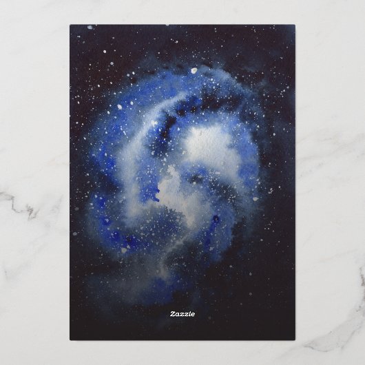 宇宙ヒューストン私たちは男の子の赤ちゃんシャワーを持っている 箔招待状 (裏面)