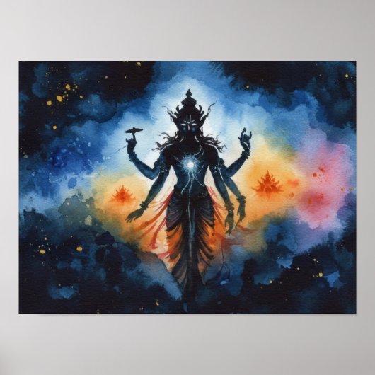 宇宙ヒンドゥー教の神のポスター – 瞑想のためのギフト ポスター (正面)