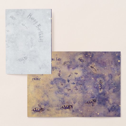 宇宙ビーフォイル誕生日カード 箔カード (ディスプレー)