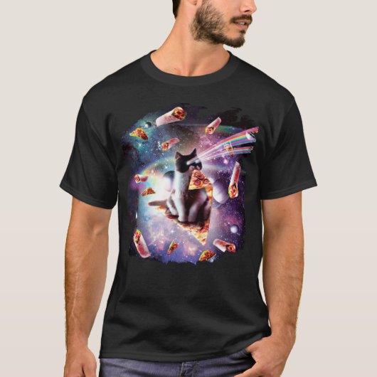 宇宙ピザ猫 レインボーレーザータコブリトー Tシャツ (正面)