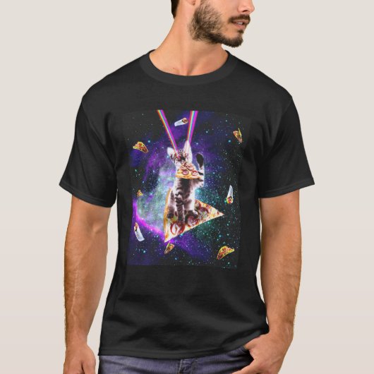 宇宙ピザ猫 レインボーレーザータコブリトー Tシャツ (正面)