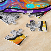 宇宙ピット・ブル-明るいカラフル-ギフトのアイディア ジグソーパズル (側面)