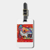 宇宙ピット・ブル-明るいカラフル-ギフトのアイディア ラゲッジタグ (正面縦)